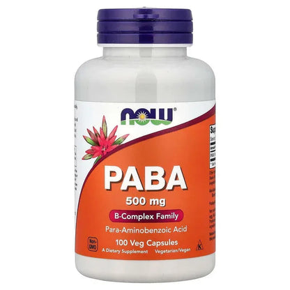 NOW Foods, PABA, 500 mg, 100 Veg Capsules