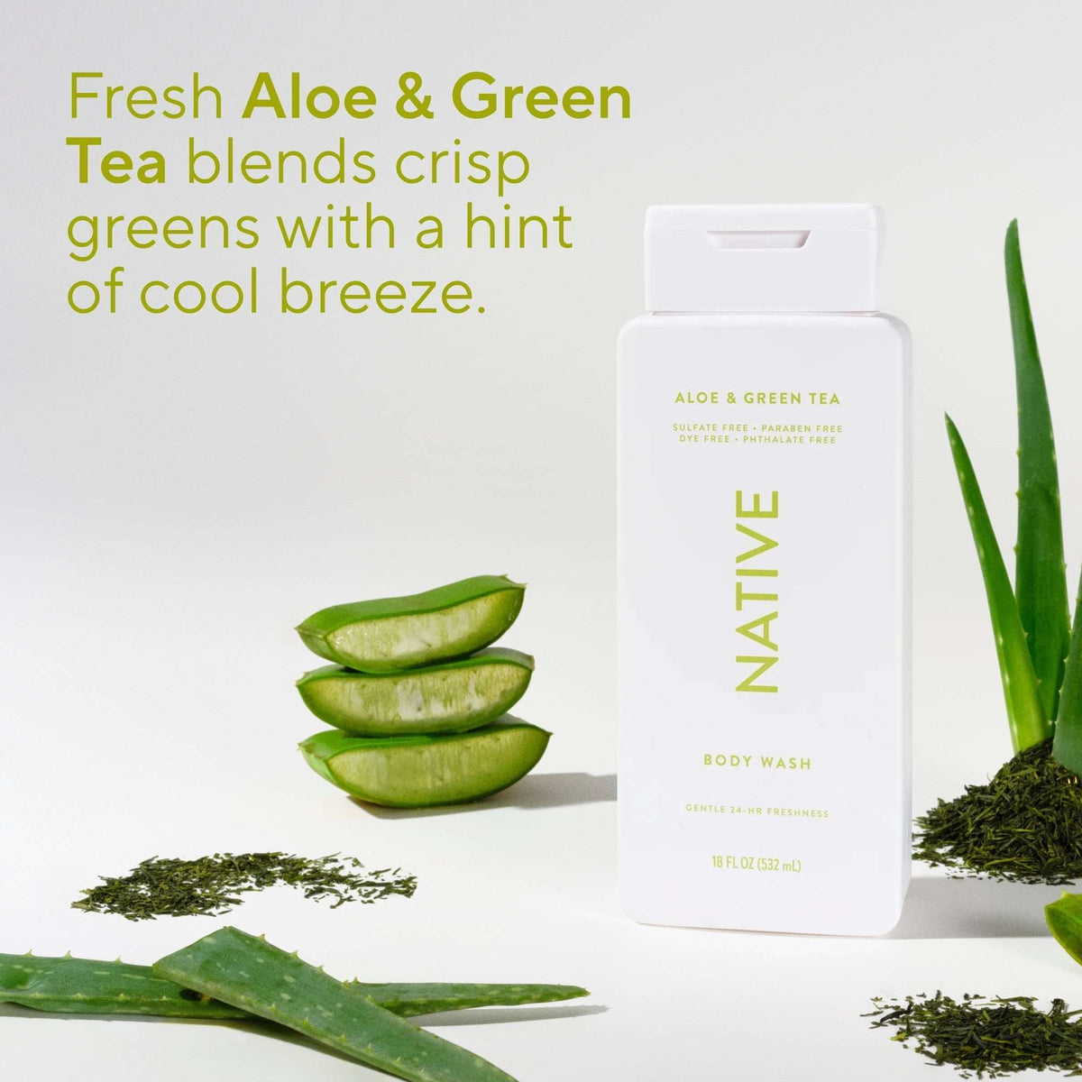 Native Body Wash, Aloe & Green Tea, Sulfate Free, for Women & Men, 18 fl oz