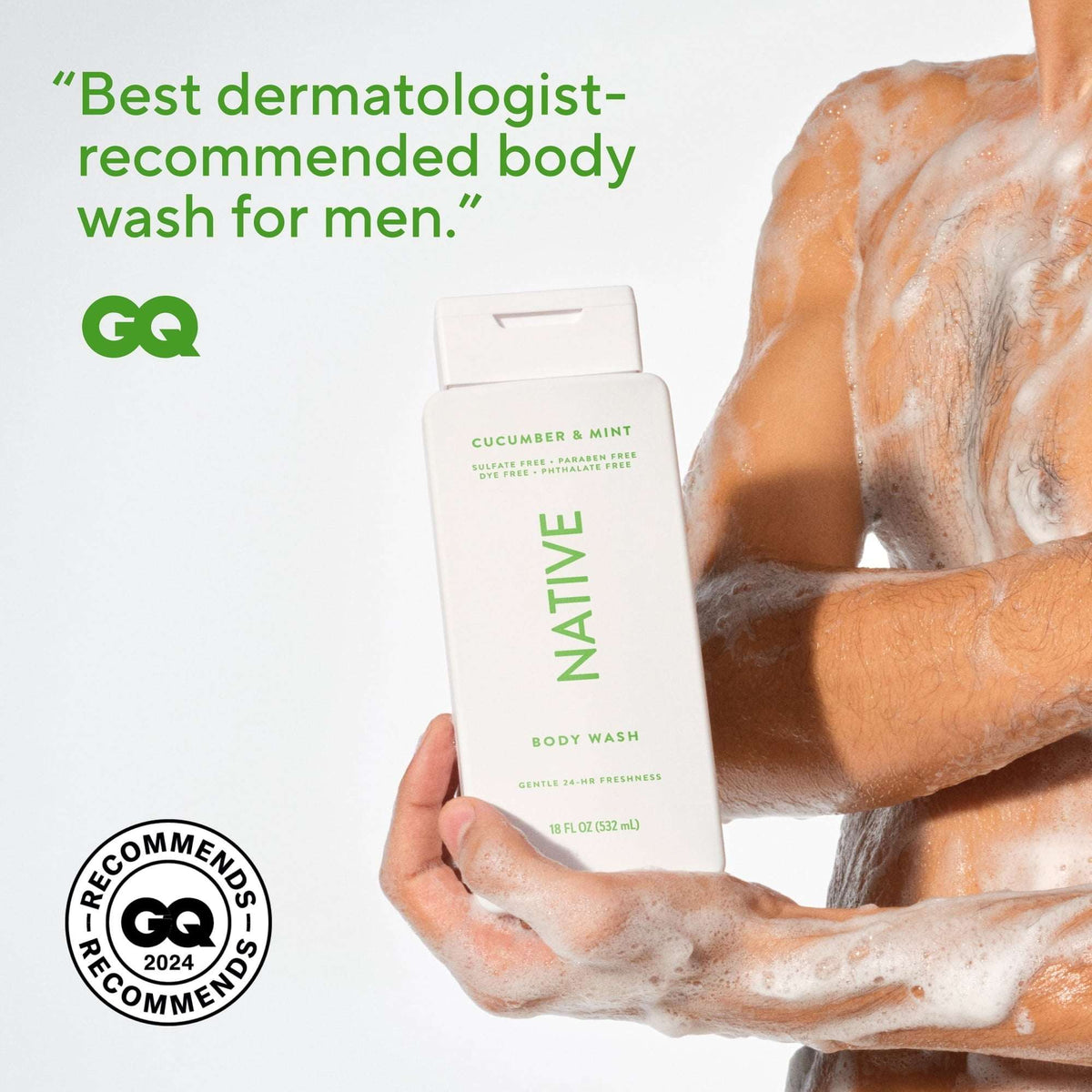 Native Body Wash, Cucumber & Mint, for Women & Men, 18 fl oz