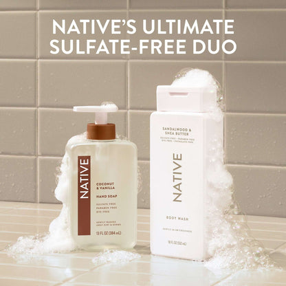 Native Body Wash, Sandalwood & Shea Butter, Sulfate Free, for Women & Men, 18 fl oz