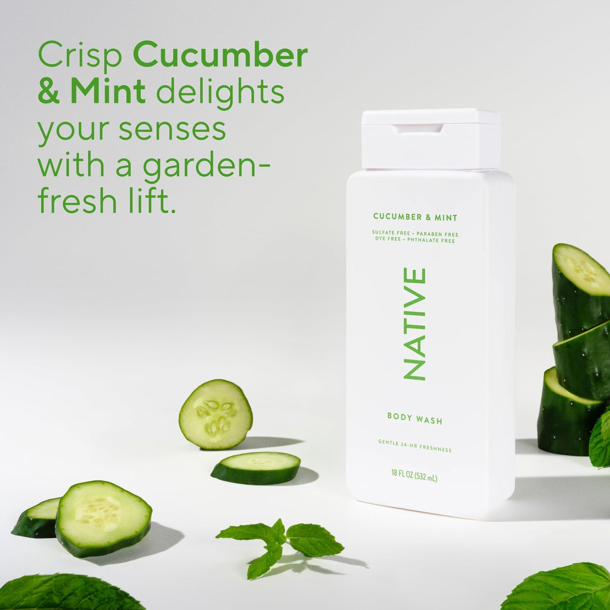 Native Body Wash, Cucumber & Mint, for Women & Men, 18 fl oz