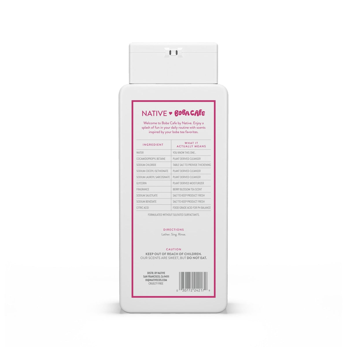 Native Body Wash, Limited Edition Berry Blossom Tea, Sulfate Free Body Wash for Women & Men, Boba Café, 18 fl oz