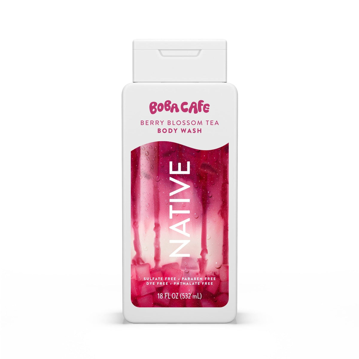 Native Body Wash, Limited Edition Berry Blossom Tea, Sulfate Free Body Wash for Women & Men, Boba Café, 18 fl oz