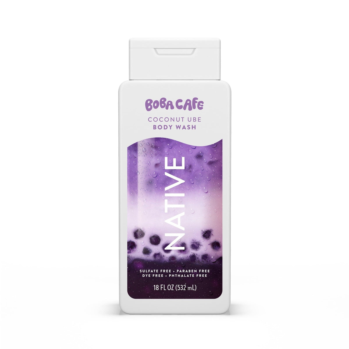 Native Body Wash, Limited Edition Coconut Ube, Sulfate Free Body Wash for Women & Men, Boba Café, 18 fl oz