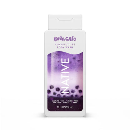 Native Body Wash, Limited Edition Coconut Ube, Sulfate Free Body Wash for Women & Men, Boba Café, 18 fl oz