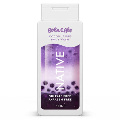 Native Body Wash, Limited Edition Coconut Ube, Sulfate Free Body Wash for Women & Men, Boba Café, 18 fl oz