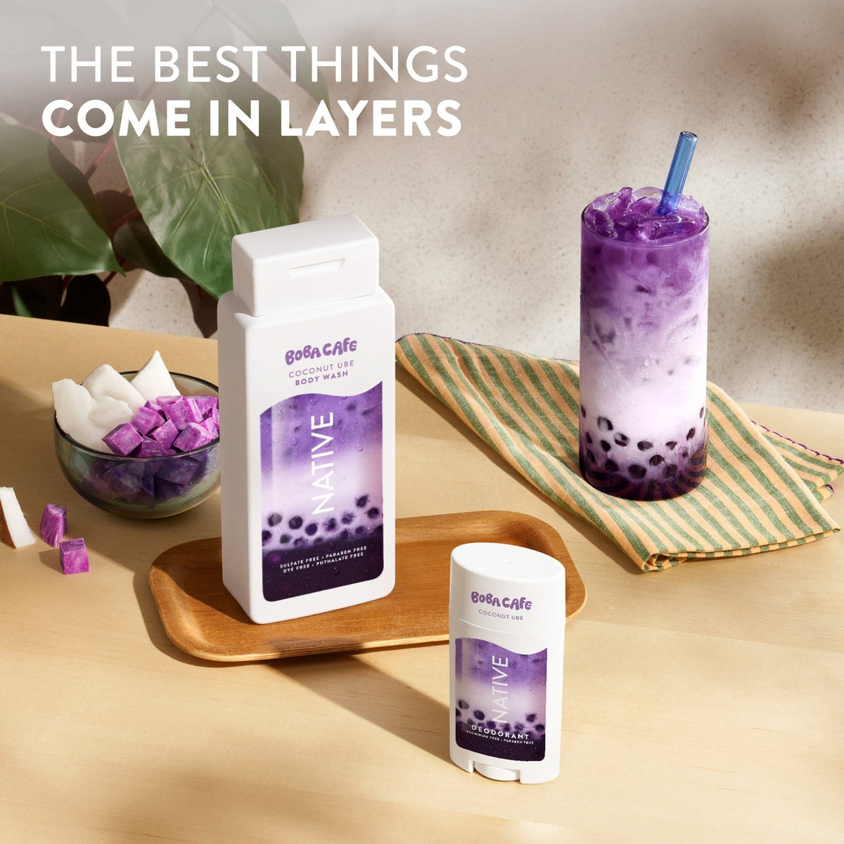 Native Body Wash, Limited Edition Coconut Ube, Sulfate Free Body Wash for Women & Men, Boba Café, 18 fl oz