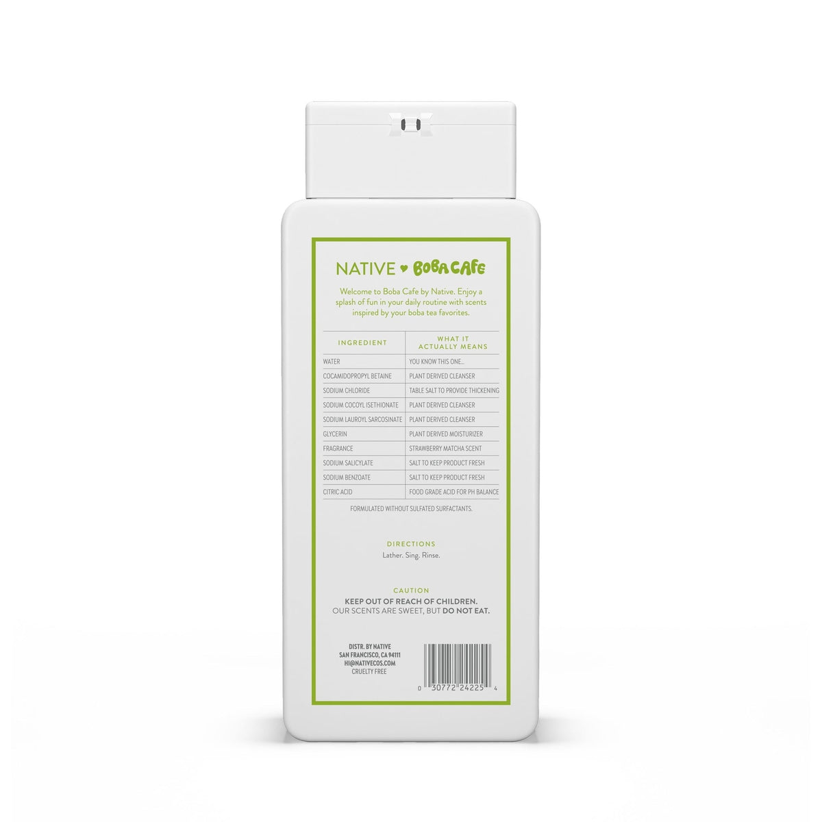 Native Body Wash, Limited Edition Strawberry Matcha, Sulfate Free Body Wash for Women & Men, Boba Café, 18 fl oz