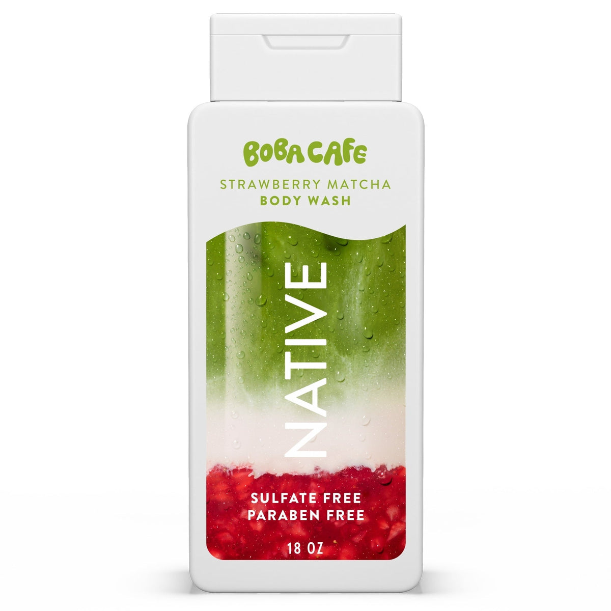 Native Body Wash, Limited Edition Strawberry Matcha, Sulfate Free Body Wash for Women & Men, Boba Café, 18 fl oz