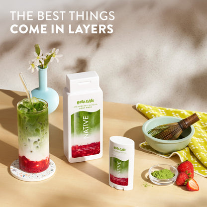 Native Body Wash, Limited Edition Strawberry Matcha, Sulfate Free Body Wash for Women & Men, Boba Café, 18 fl oz