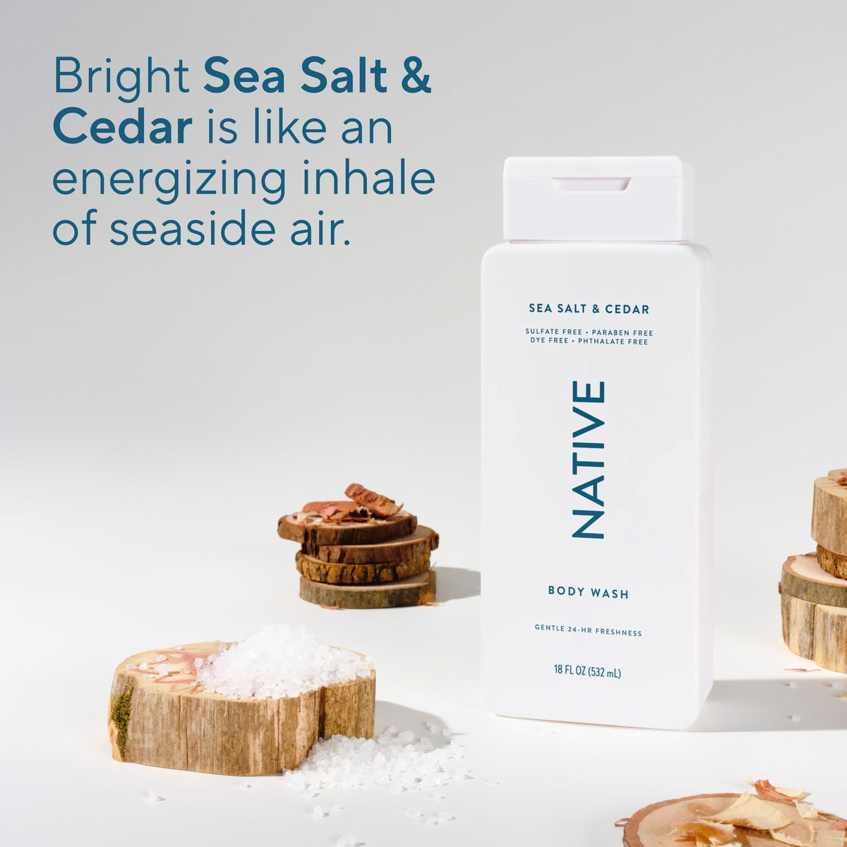 Native Body Wash, Sea Salt & Cedar, Sulfate Free, for Women & Men, 18 fl oz