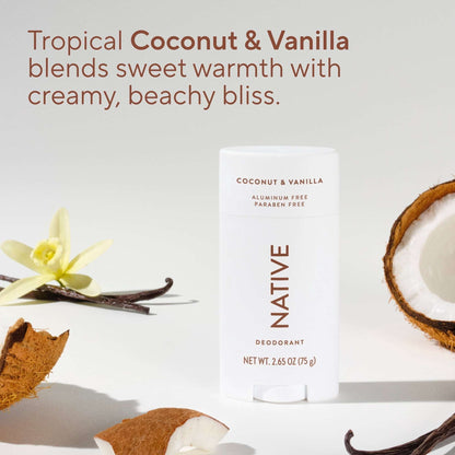 Native Deodorant, Aluminum Free, Coconut & Vanilla, Deodorant for Women and Men, 2.65 oz