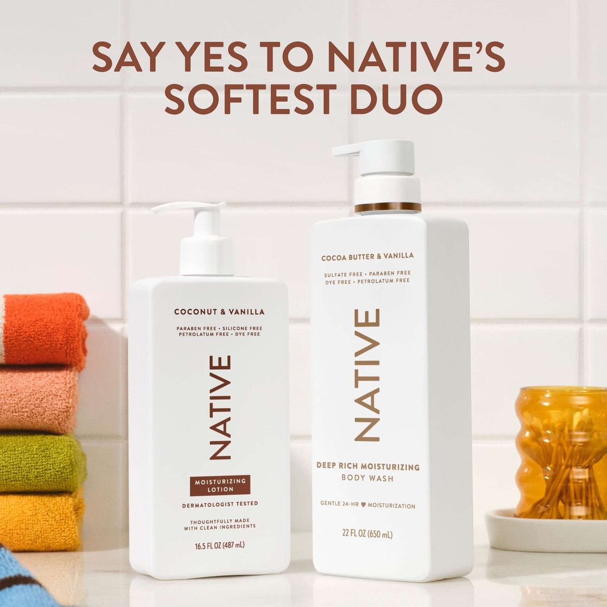 Native Moisturizing Body Wash, Cocoa Butter & Vanilla, Sulfate Free, 24hr Moisturization with Shea Butter, for Women & Men for Dry Skin, 22 fl oz