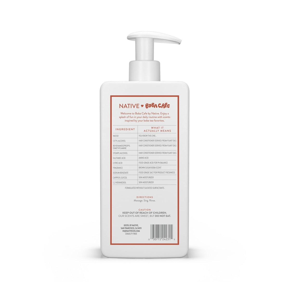 Native Moisturizing Conditioner, Limited Edition Brown Sugar Boba, Silicone Free Conditioner for Women and Men, Boba Café, 16.5 fl oz