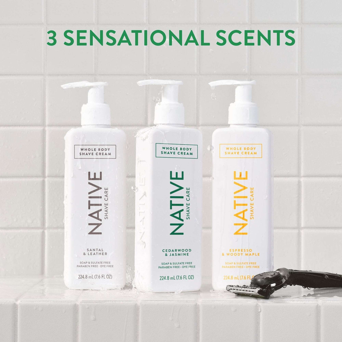 Native Shave Cream for Face & Body, Cedarwood & Jasmine 7.6 fl oz
