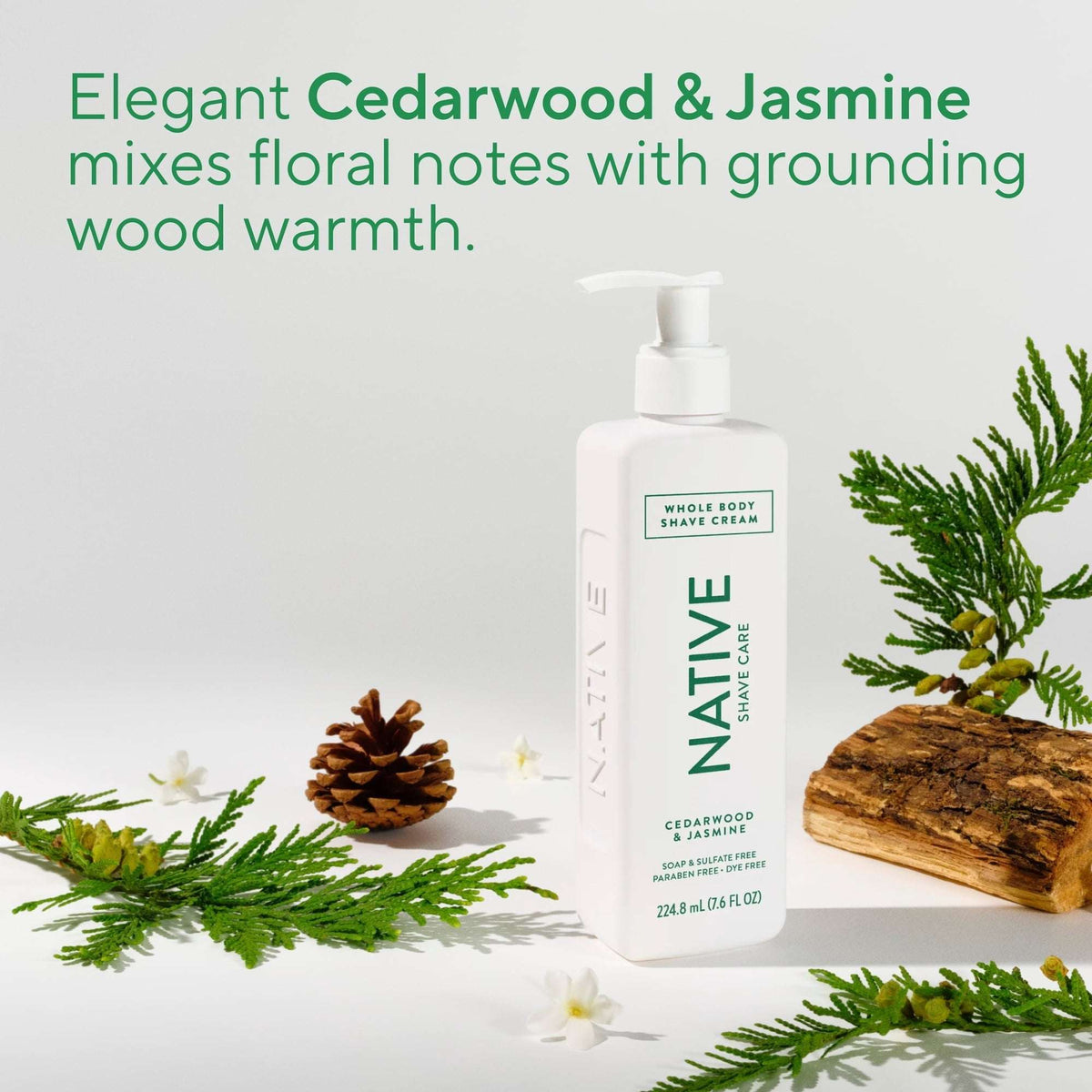 Native Shave Cream for Face & Body, Cedarwood & Jasmine 7.6 fl oz