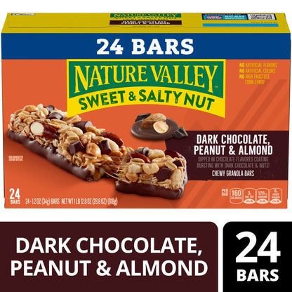 Nature Valley Sweet and Salty Nut Bars, Dark Chocolate Peanut Almond, 24 Bars, 28.8 oz