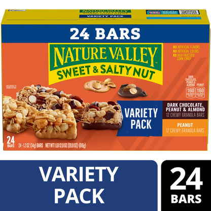 Nature Valley Sweet and Salty Nut Bars, Dark Chocolate Peanut Almond, 24 Bars, 28.8 oz