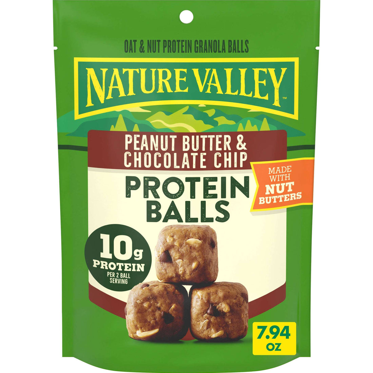 Nature Valley Oat and Nut Protein Granola Balls, Peanut Butter and Chocolate Chip, 7.94 oz