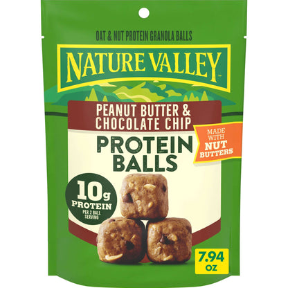 Nature Valley Oat and Nut Protein Granola Balls, Peanut Butter and Chocolate Chip, 7.94 oz