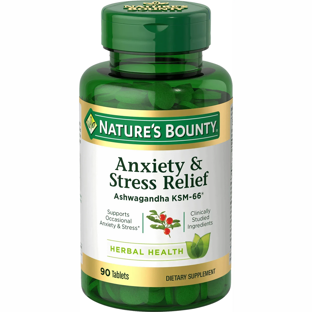 Nature’s Bounty Ashwagandha KSM-66 with L-Theanine Dietary Supplement, Tablets, 50 Count