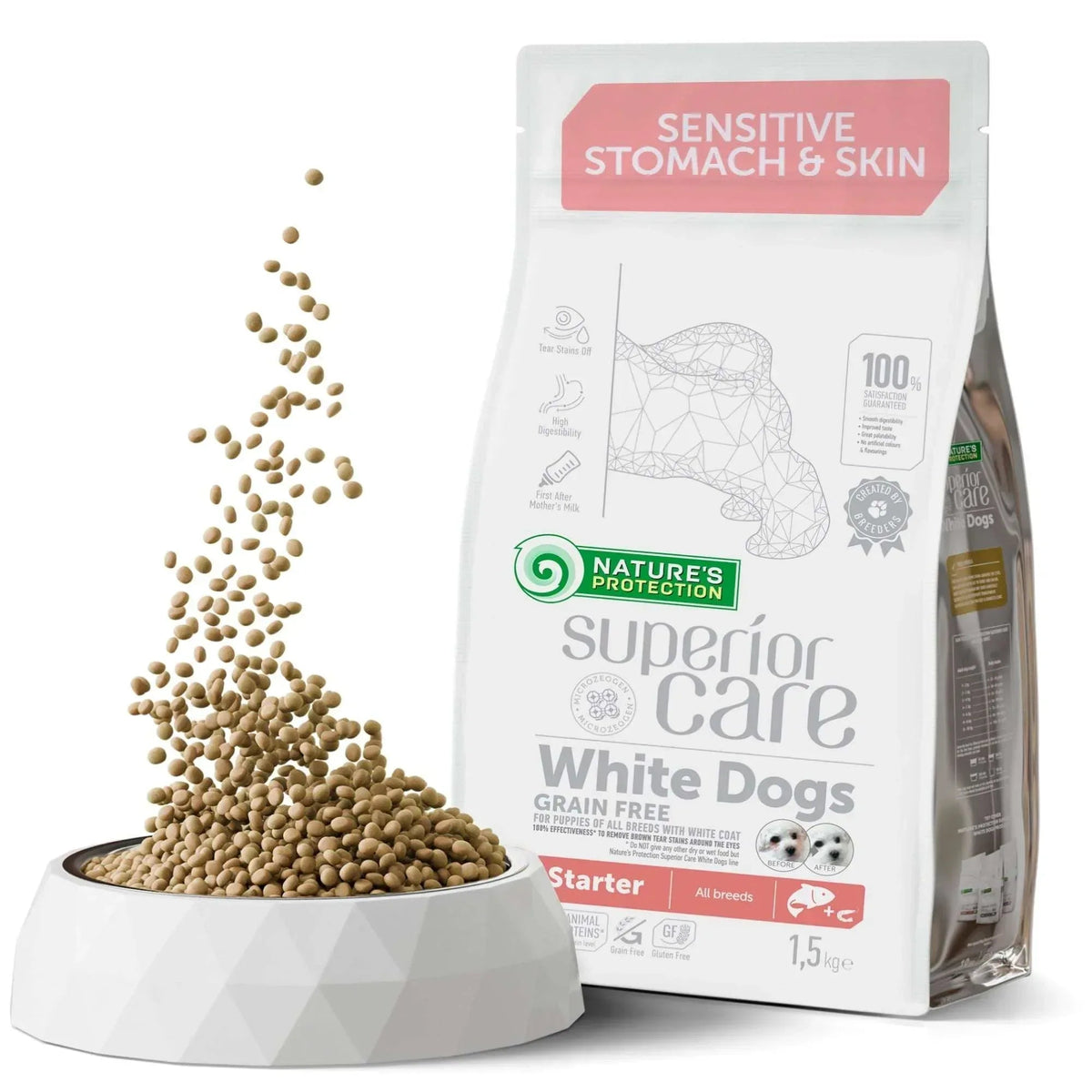 Nature's Protection Superior Care Grain Free Salmon Starter Dry Dog Food, Puppy & Mothers of All Breed, 3.3 lb Bag