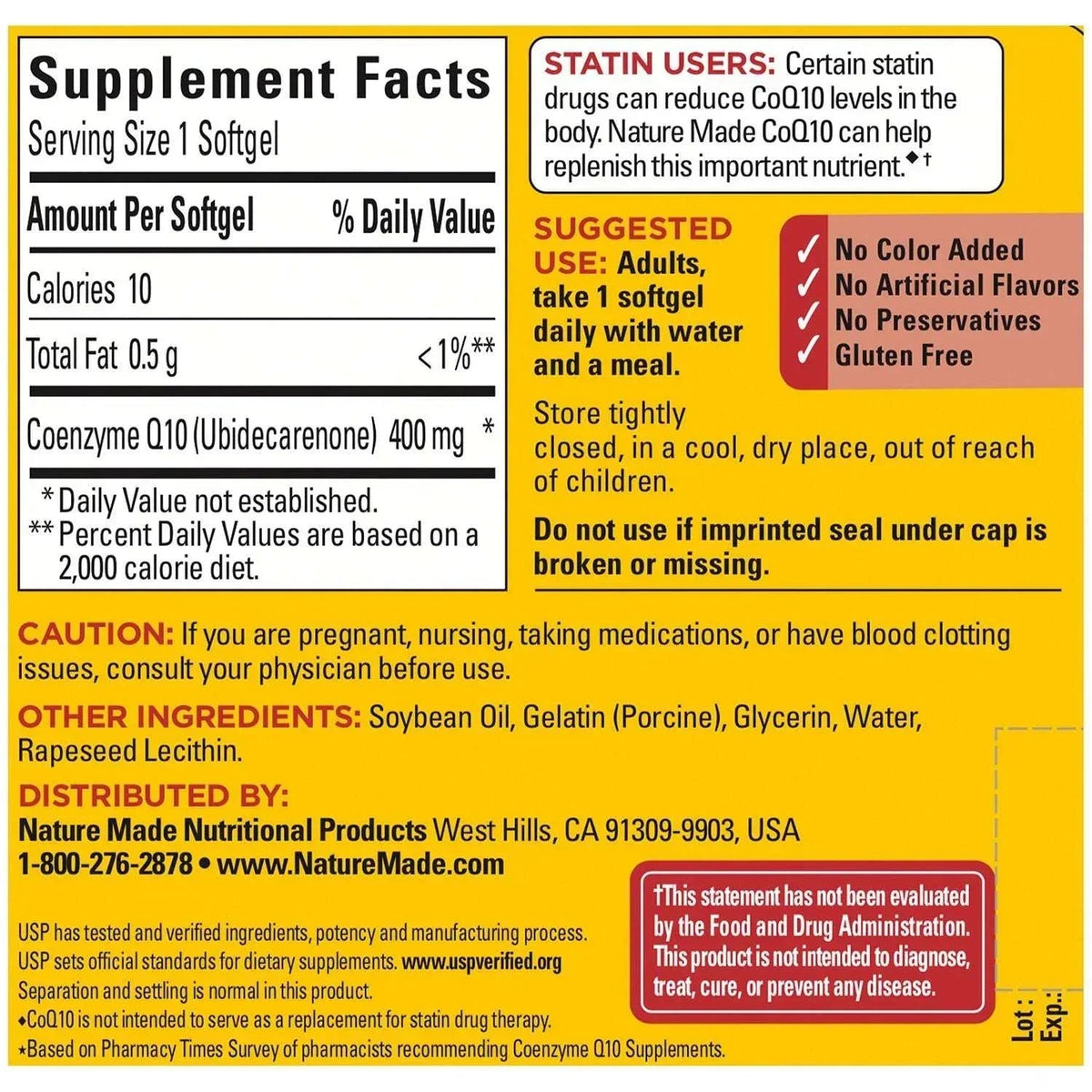 Nature Made CoQ10 400 mg Dietary Supplement Softgels, 90 Count