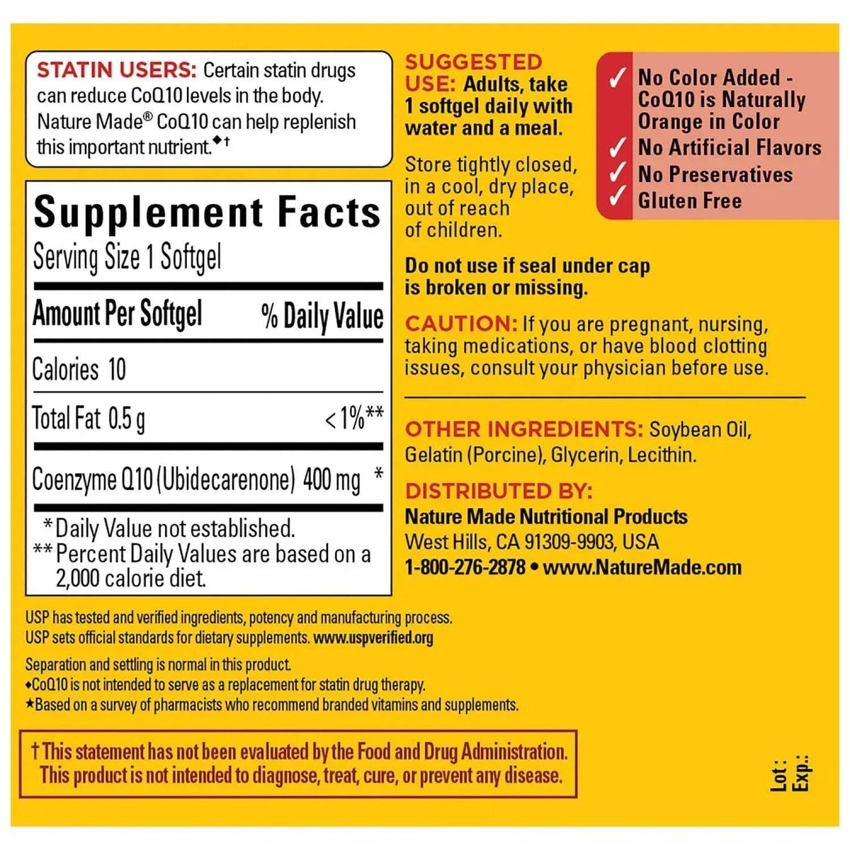 Nature Made CoQ10 400 mg Dietary Supplement Softgels, 90 Count