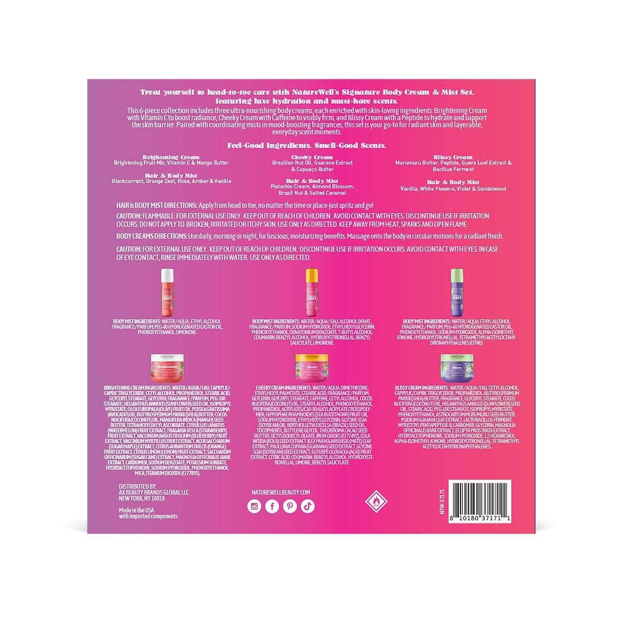NatureWell Signature Body Cream and Mist, 6 pc.
