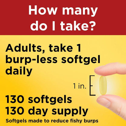 Nature Made Burp-Less Ultra Omega-3 Fish Oil Softgels, 130 ct.