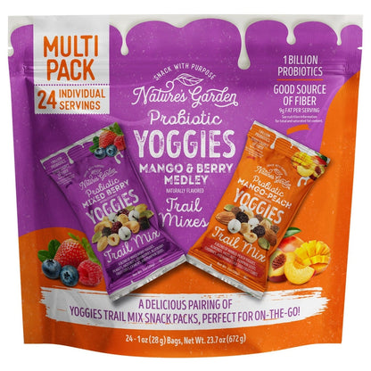 Nature's Garden Probiotic Yoggies Trail Mix, Variety Pack, 1 oz, 24-count