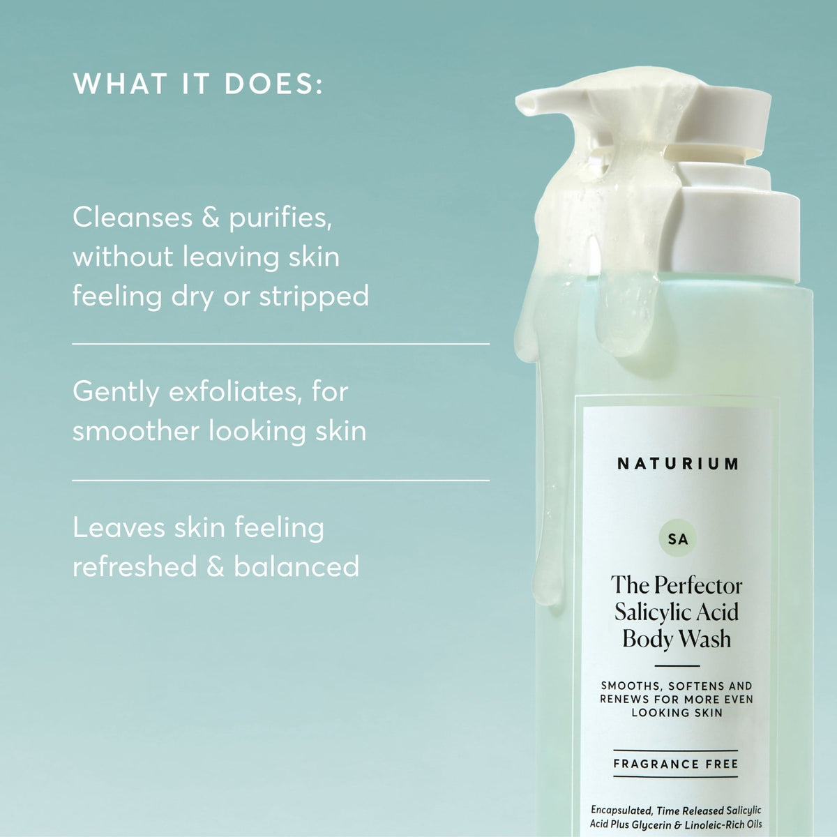 Naturium The Perfector Salicylic Acid Body Wash, Gentle & Smoothing Cleanser, 16.9 fl oz