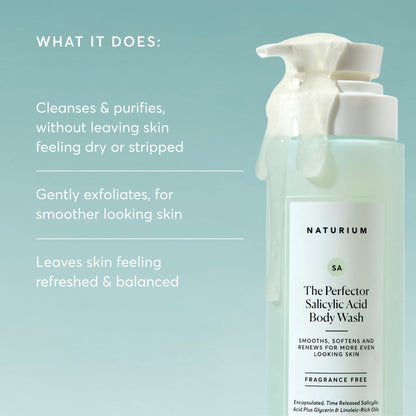 Naturium The Perfector Salicylic Acid Body Wash, Gentle & Smoothing Cleanser, 16.9 fl oz