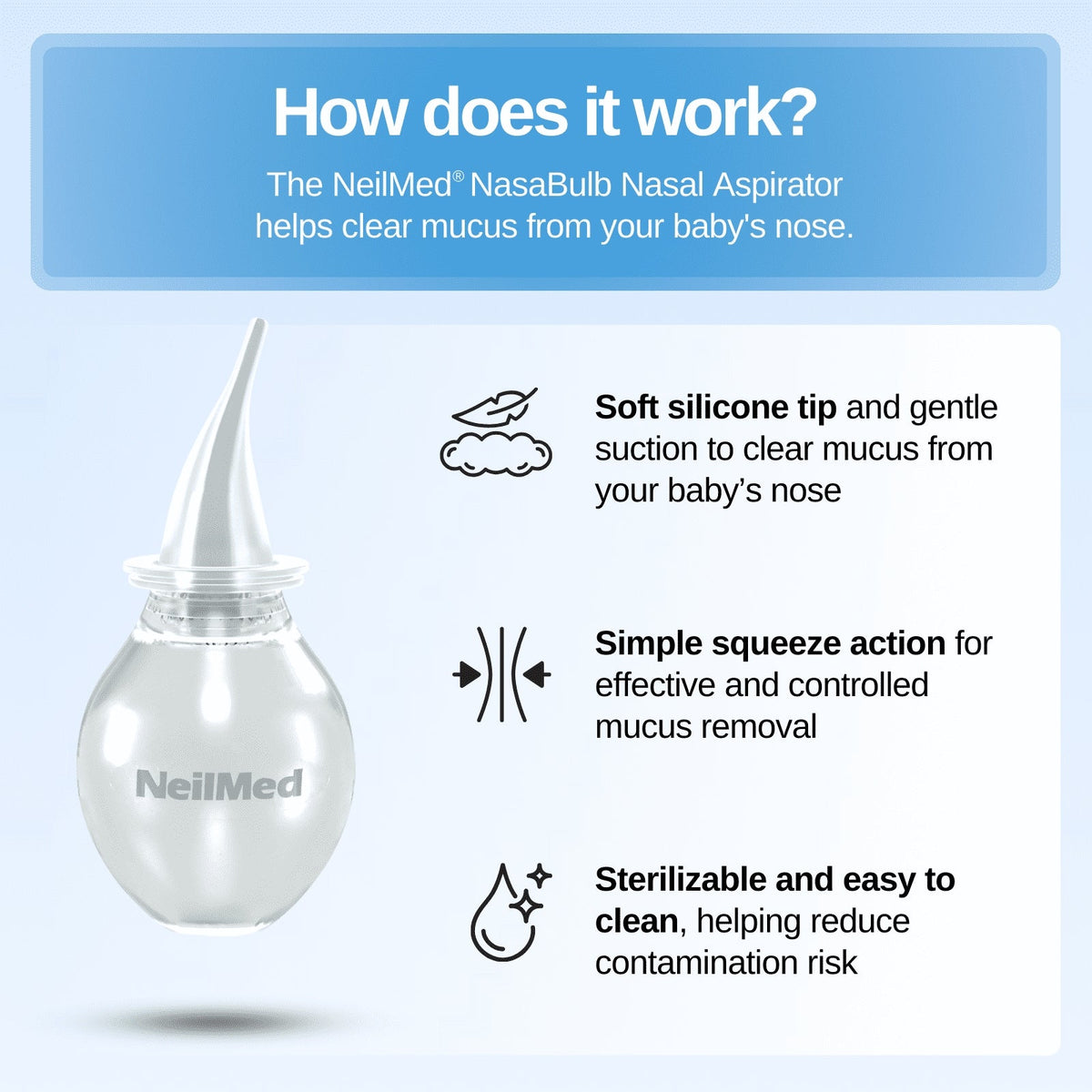 NeilMed Nasabulb Silicone Nasal Aspirator 1 pack, Infant to Young Child
