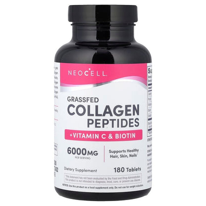 NeoCell, Grassfed Collagen Peptides + Vitamin C & Biotin, Tablets
