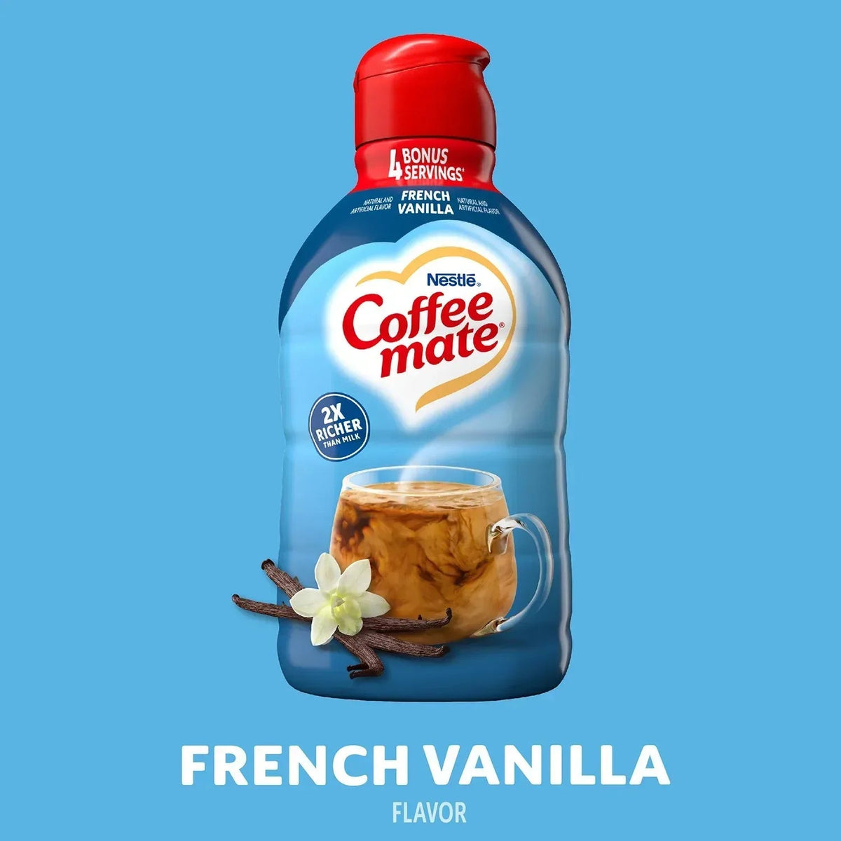 Nestle Coffee mate Liquid Non-Dairy Refrigerated Coffee Creamer, French Vanilla, 66 fl. oz.