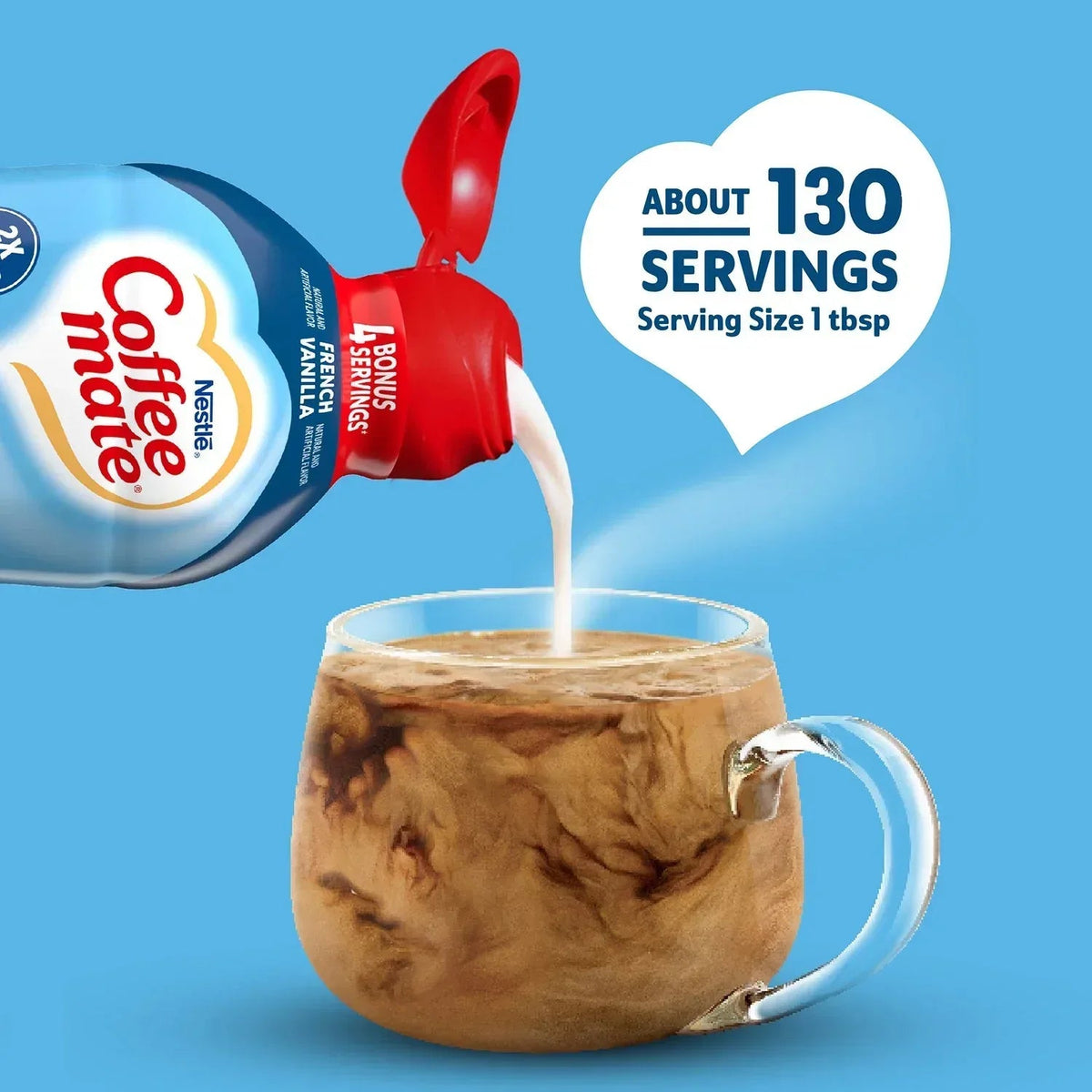 Nestle Coffee mate Liquid Non-Dairy Refrigerated Coffee Creamer, French Vanilla, 66 fl. oz.