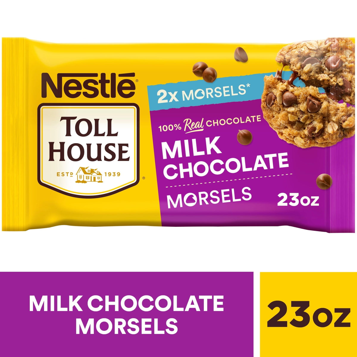 Nestle Toll House Milk Chocolate Regular Baking Chips, 23 oz Bag (Pack of 5)