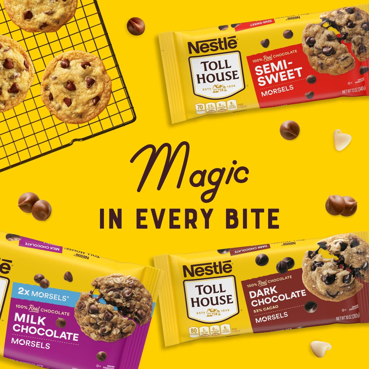 Nestle Toll House Milk Chocolate Regular Baking Chips, 23 oz Bag (Pack of 5)