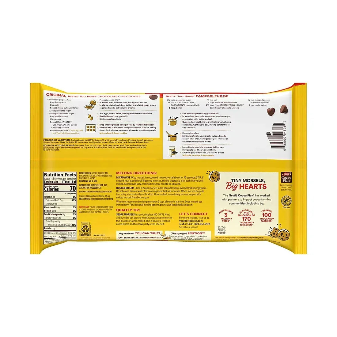 Nestle Toll House Semi-Sweet Chocolate Morsels, Chocolate Chips, Gluten Free, 72 oz.