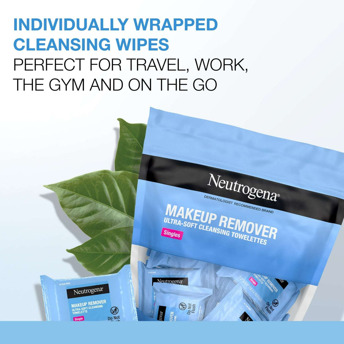 Neutrogena Cleansing Makeup Remover Wipes, Individually Wrapped Facial Wipes, 20 Count