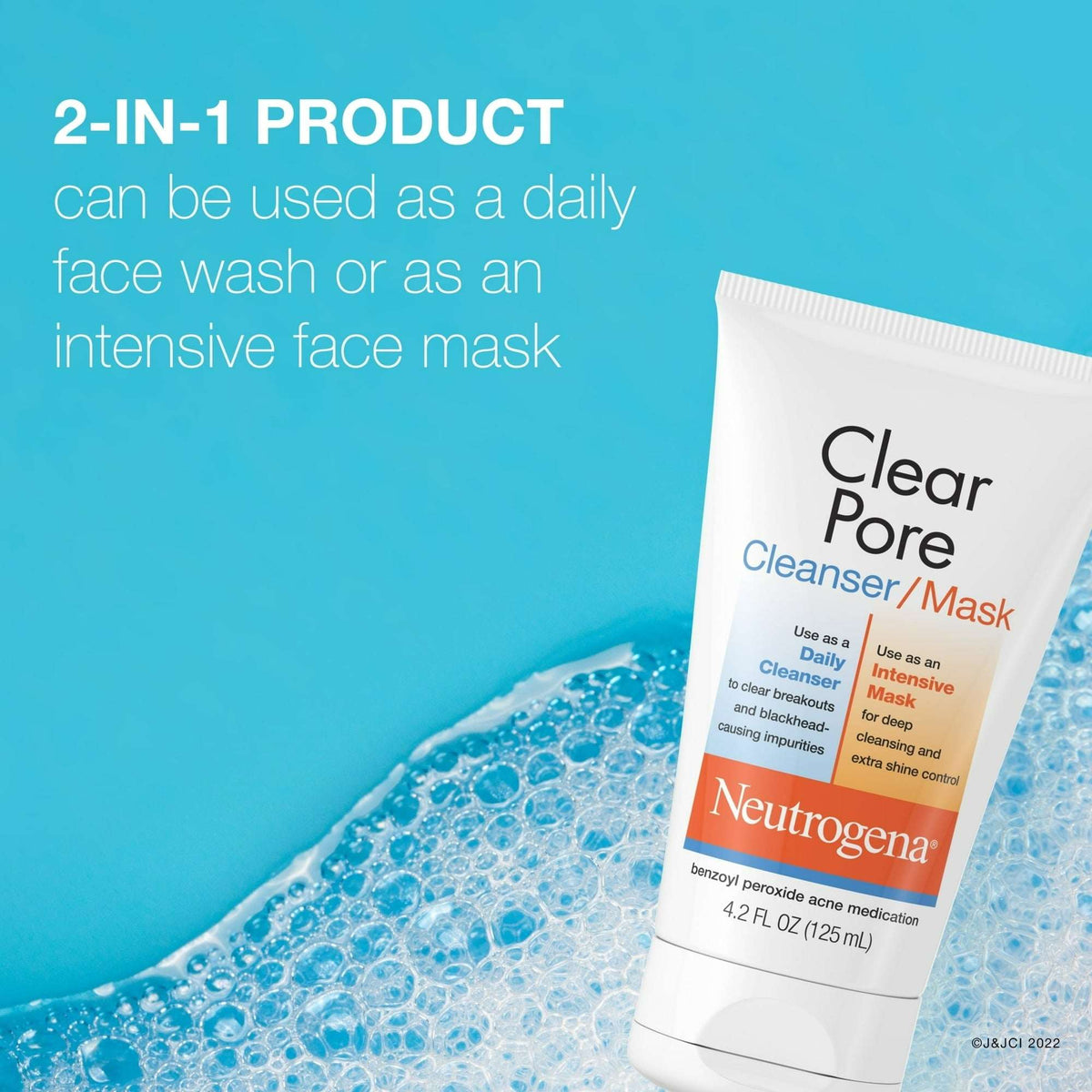 Neutrogena Clear Pore 3.5% Benzoyl Peroxide Face Wash & Acne Treatment Mask, 4.2 fl oz