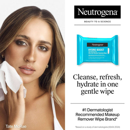 Neutrogena Hydro Boost Makeup Remover Wipes & Face Cleansing Towelettes, 25 Count