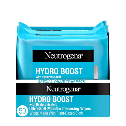Neutrogena HydroBoost Makeup Remover Face Wipes & Cleansing Towelettes, 25 Count, 2 Pack