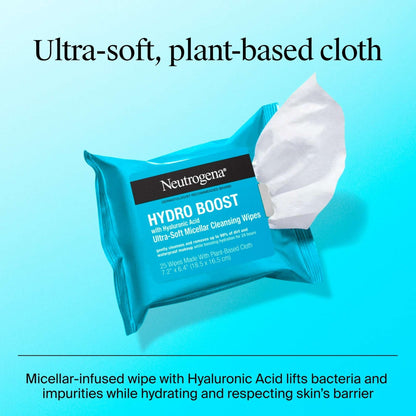 Neutrogena HydroBoost Makeup Remover Face Wipes & Cleansing Towelettes, 25 Count, 2 Pack