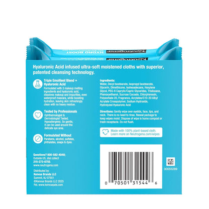 Neutrogena HydroBoost Makeup Remover Face Wipes & Cleansing Towelettes, 25 Count, 2 Pack