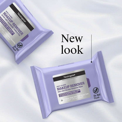 Neutrogena Makeup Remover Night Calming Wipes & Face Cleansing Towelettes, 25 Count, 2 Pack Face Wipes