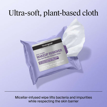 Neutrogena Makeup Remover Night Calming Wipes & Face Cleansing Towelettes, 25 Count, 2 Pack Face Wipes