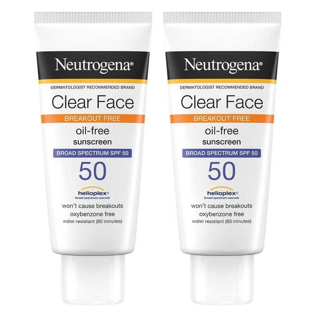 Neutrogena Clear Face Sunscreen Lotion, SPF 50, 2 pk.
