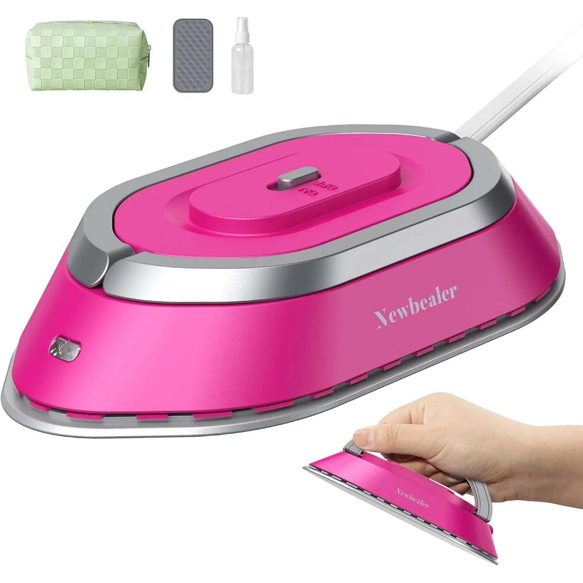 Newbealer Travel Iron with Global Voltage,Christmas Ready Gift,100-240V 0.8lb Ultra-Lightweight Mini Iron for Clothes,Xmas Gifts for Women,Girls(Red)